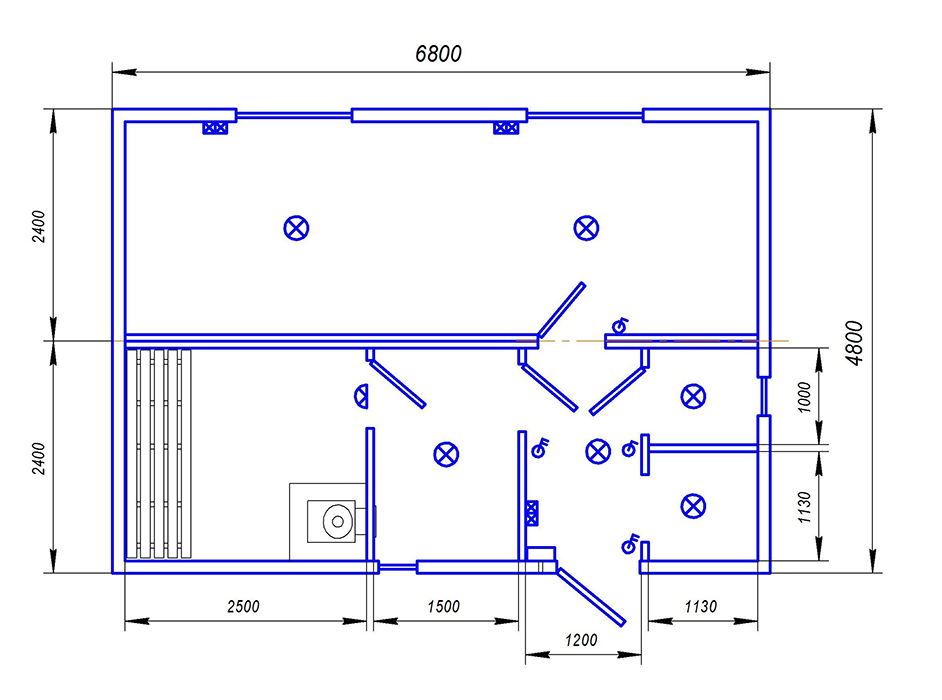 D122. Садовый  домик «Дачник» на базе двух модулей размером 6,8×4,8 м